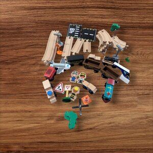KidKraft & Tiny Conductors Wooden Train & City Playset Lot w/Magnetic Trains